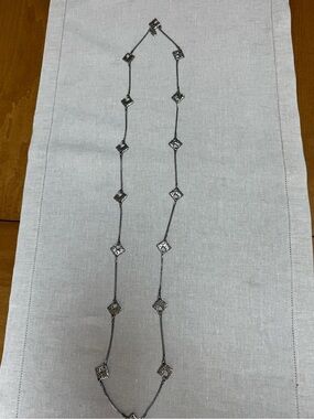 Vintage Lois Hill Sterling Silver Long Openwork Station Sautoir Necklace 925